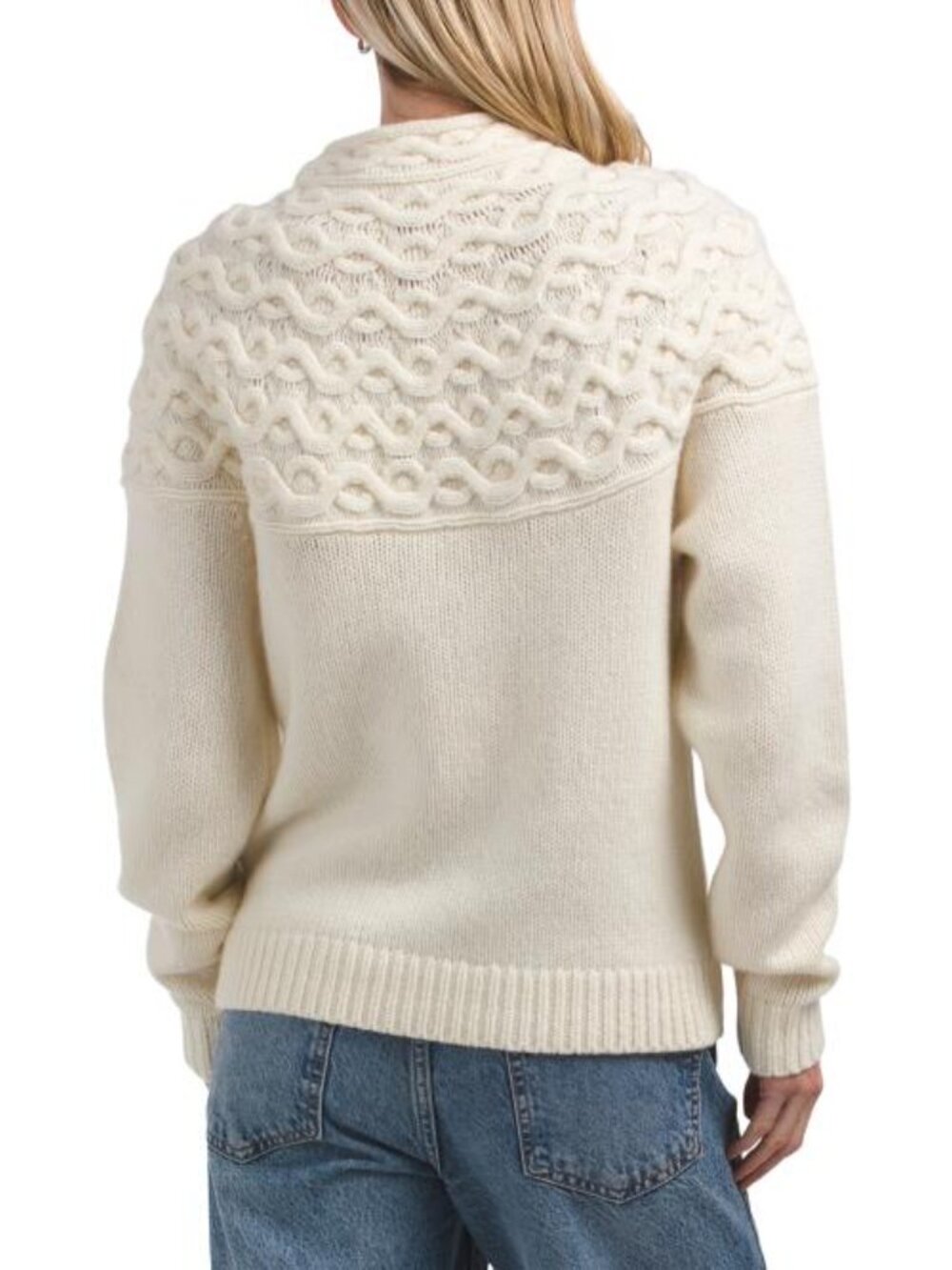 THEORY Wool And Cashmere Cable Yokefelted Pull Over Sweater - Picture 2 of 5